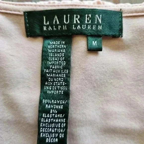 Ralph Lauren LRL Pullover Ruffled Scoop neck Blush Pink LS SHIRT Medium EUC - Picture 6 of 7